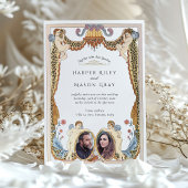 ユニークLeopard Print Cherub Photo結婚's 招待状