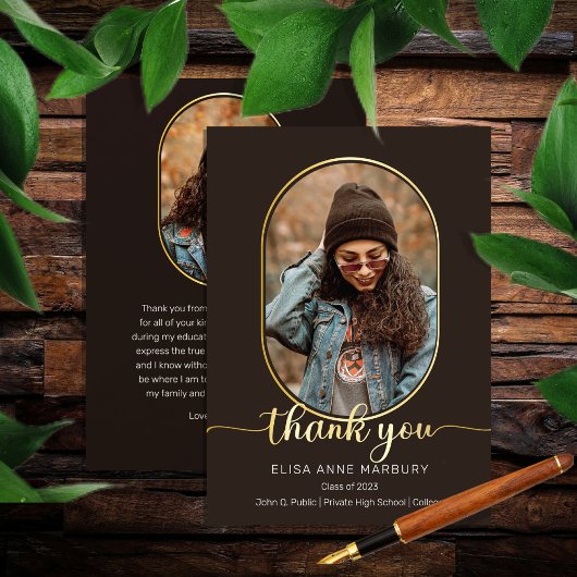 ユニークOblong 2フォトコラージュ卒業 サンキューカード