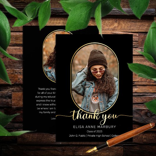 ユニークOblong 2フォトコラージュ卒業 サンキューカード