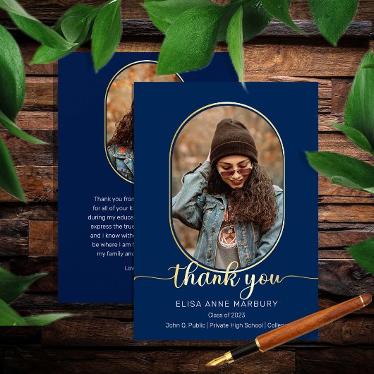 ユニークOblong 2フォトコラージュ卒業 サンキューカード