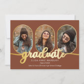 ユニークOblong 4フォトコラージュ卒業 案内状 (正面)