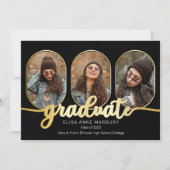 ユニークOblong 4フォトコラージュ卒業 案内状 (正面)