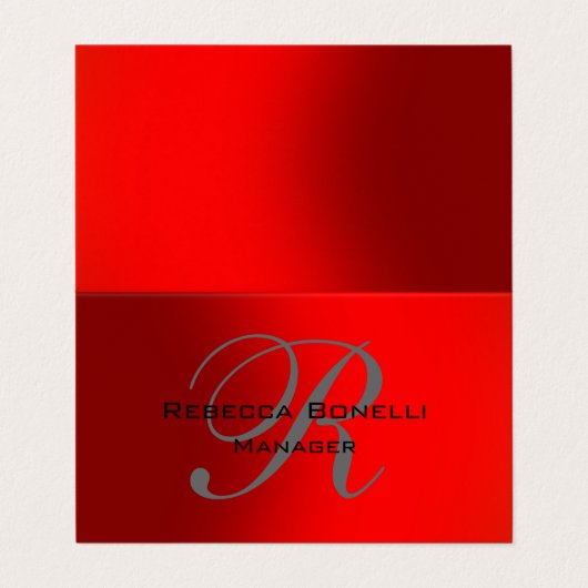 ユニークRed Gray Monogram Manager名刺 名刺 (外部フラット)