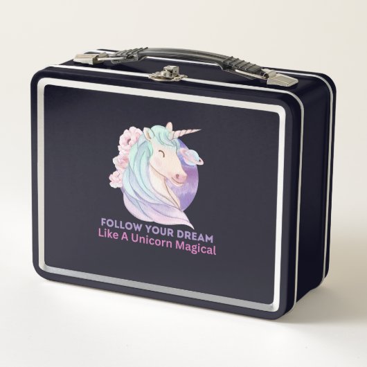 ユニ後を追コーンの魔法のような夢 メタルランチボックス (正面)