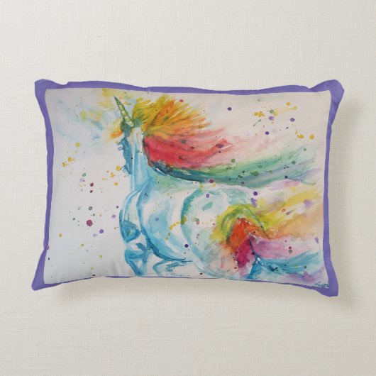 ユニ絵を描コーン後を追の夢のアクセントクッション アクセントクッション (裏面)