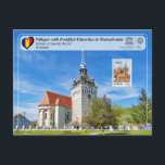 ユネスコのサスキズ・キーズ村（スタンプ版）ポー ポストカード<br><div class="desc">UNESCO WHS Serie – ルーマニアの世界伝統の遺跡トランシルバニアの要塞のある教会とルーマニアの村 – トランシルバニアの要塞のあるBisericiはTransilvaniaの村 – サスキズ – Keisdの村（スタンプ版） – これらのトランシルバニアの村は要塞のある南トランシルバニアの文化的景観を鮮明にな写真を提供する。トランシルバニアのザクソンによって設立された7つの村は、特定の土地利用システム、集落のパターンと家族の農家の団体や組織によって特徴づけられる。彼らは13世紀から16世紀にかけて建てられた彼らの強化された教会によって支配されている。ゴシック様式の通路のない要塞を持つ教会は、1493年から1525年の間に建てられ、ロマネスク様式の大聖堂に代わる。高いバットレスに支えられた防衛力を備え、ナベとチャンセルの上に広がり、ナベよりも少し狭い。1878年に納骨堂が再建された。名前：トランシルヴァニアの要塞教会のある村サイト：サスキズ・キーズの村カントリー：ルーマニア場所：ムレシュ郡の碑文：1993カテゴリ：文化(4)ユネスコ参照：596-005特集：カードの裏面にQRコードを持ってサイトについての詳細をナビゲートする。</div>