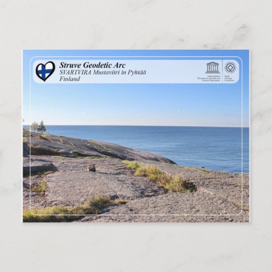 ユネスコのストーブ測地円弧 – SVARTVIRA Mustaviiri ポストカード (正面)