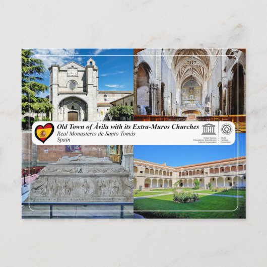 ユネスコ – アビラ実在 – 修道院デサントトマス ポストカード (正面)