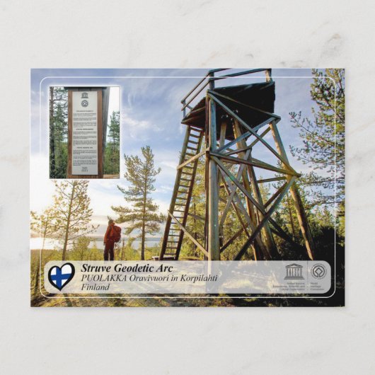 ユネスコ – シュトゥーブ測地円弧 – PUOLAKKA Oravivuori ポストカード (正面)