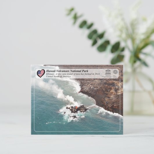 ユネスコ – ハワイ火山NP – 加賀ラウエアはがき ポストカード (スタンド正面)