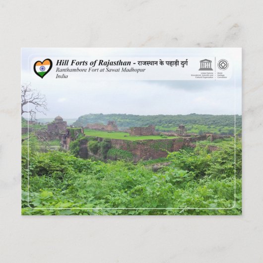 ユネスコ，ラジャスタンのヒルフォート – Ranthambore Fort ポストカード (正面)