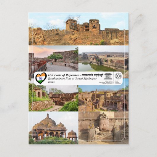 ユネスコ,ラジャスタンのヒルフォート – Ranthambore Fort ポストカード (正面)