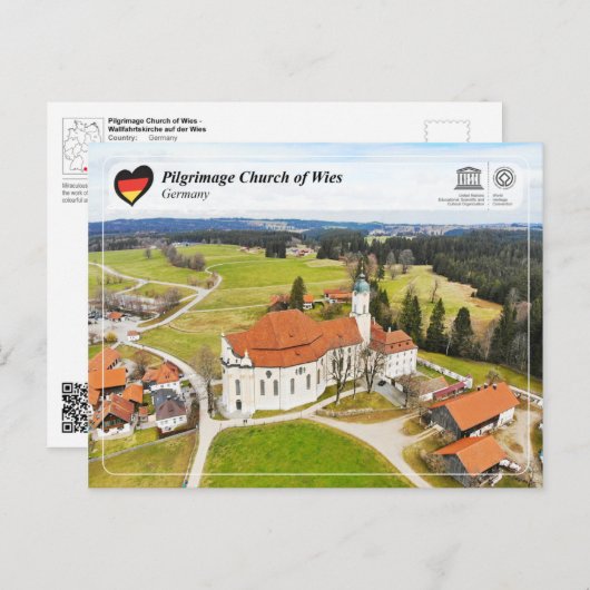 ユネスコWHS – ウィーズ巡礼教会 ポストカード (正面/裏面)