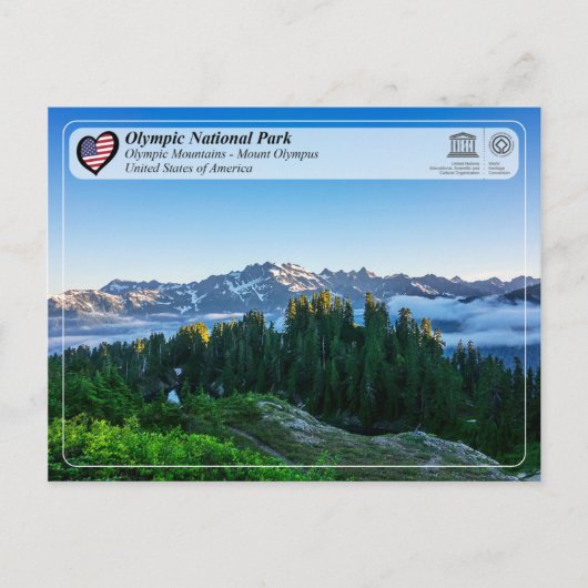 ユネスコWHS – オリンピック国立公園 – 山オリンパス ポストカード (正面)