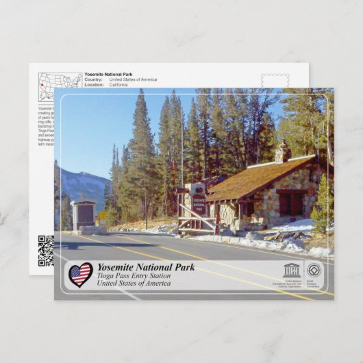 ユネスコWHS – ヨセミテNP – ティオガパスはがき ポストカード (正面/裏面)