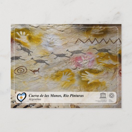 ユネスコWHS - Cueva de las Manos, Rio Pintura ポストカード (正面)