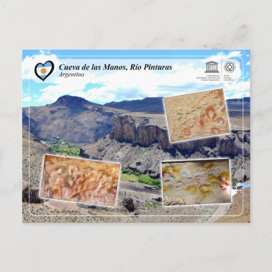 ユネスコWHS - Cueva de las Manos, Rio Pintura ポストカード (正面)
