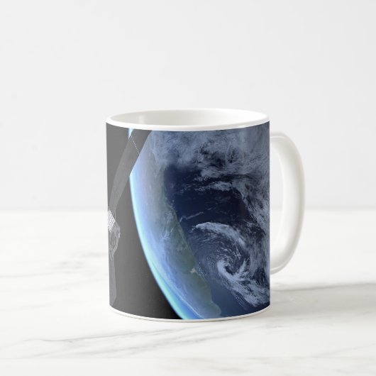 ユノ宇宙船の地球フライバイ中 コーヒーマグカップ (正面右)