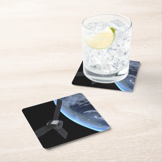 ユノ宇宙船の地球フライバイ中 スクエアペーパーコースター (インサイチュ)