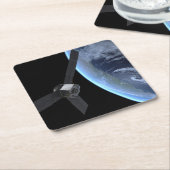 ユノ宇宙船の地球フライバイ中 スクエアペーパーコースター (アングル)