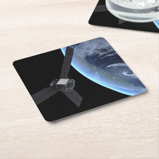 ユノ宇宙船の地球フライバイ中 スクエアペーパーコースター (アングル)