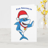 ユメカワイイクリスマスサメのイラスト カード (黄色い花)