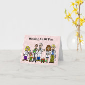 ユモアあふれるエルフと医者のクリスマスカード カード (黄色い花)