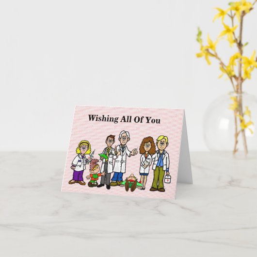 ユモアあふれるエルフと医者のクリスマスカード カード (黄色い花)