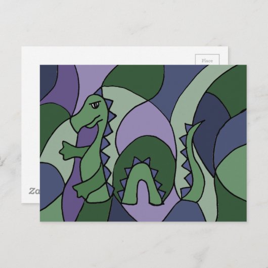ユモアあふれるネッシー・アブストラクトアート ポストカード (正面/裏面)