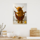ユモアあふれるハイランド・カウのトイレプリント, トイレにいるハイランド・カウ, ポスター (キッチン)