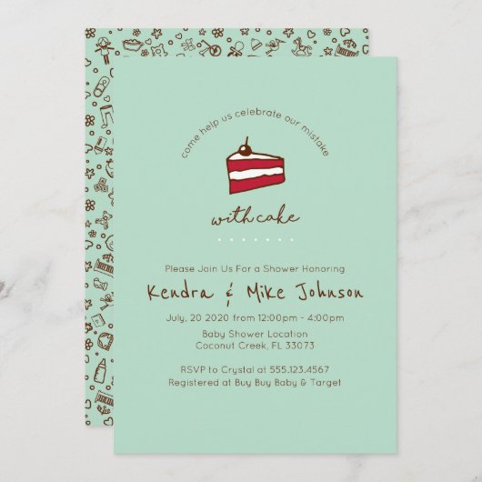 ユモアあふれるベビーシャワーの招待状 招待状 (正面/裏面)