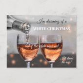 ユモアあふれるロゼワインのクリスマスカード シーズンポストカード (正面)