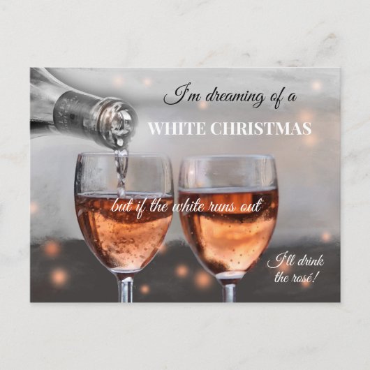 ユモアあふれるロゼワインのクリスマスカード シーズンポストカード (正面)