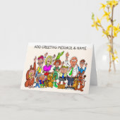 ユモアあふれる人々のグリーティングカード カード (黄色い花)