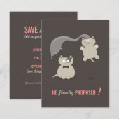 ユモアあふれる漫画の猫たち - 結婚式のご案内 セーブザデート (正面/裏面)