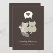 ユモアあふれる漫画の猫の結婚式リハーサル招待状 招待状 (正面/裏面)