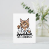 ユモアあふれる猫の獣医イラスト ポストカード (スタンド正面)