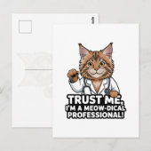 ユモアあふれる猫の獣医イラスト ポストカード (正面/裏面)