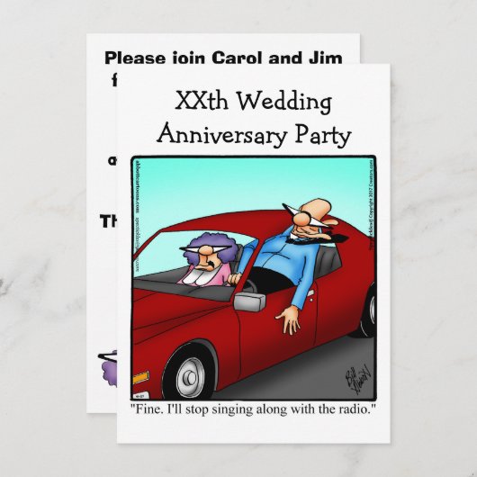 ユモアあふれる記念日パーティーの招待状 招待状 (正面/裏面)