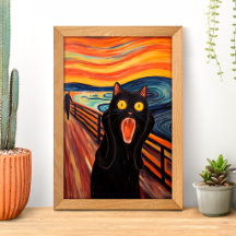 ユモアあふれる黒猫の叫びポスター