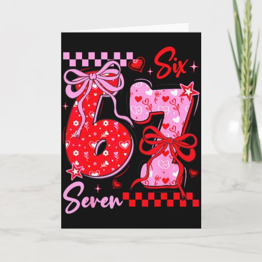 ユモアたっぷりなバレンタインデー 67 ミーム 6 7 バレンタインボー カード (正面)