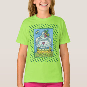 ユモアたっぷりのアイルランドの雌鳥、卵、クローバーがキュート Tシャツ