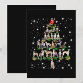 ユモアたっぷりのウィペット クリスマスツリー オーナメント デコ ギフト 招待状 (正面/裏面)