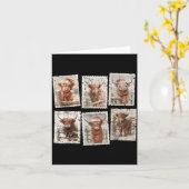 ユモアたっぷりのクリスマススタンプハイランドカウラバー メリーXmas カード (黄色い花)