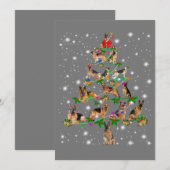 ユモアたっぷりのジャーマンシェパード クリスマスツリー オーナメント 招待状 (正面/裏面)