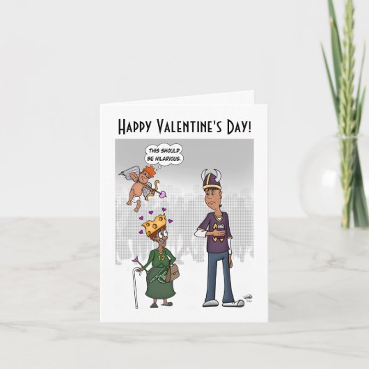 ユモアたっぷりのバレンタインデーの折りたたみ式グリーティングカード サンキューカード (正面)