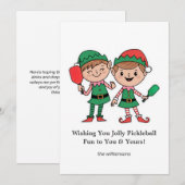 ユモアたっぷりのピックルボールクリスマスエルフ、カスタムテキスト付き シーズンカード (正面/裏面)