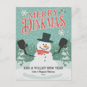 ユモアたっぷりのピックルボール スノーマン メリークリスマス ポストカード (正面)