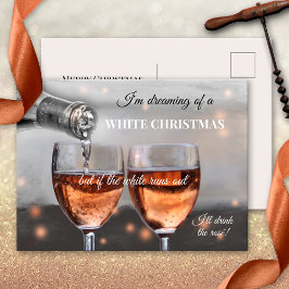 ユモアたっぷりのロゼワインのクリスマスカード シーズンポストカード