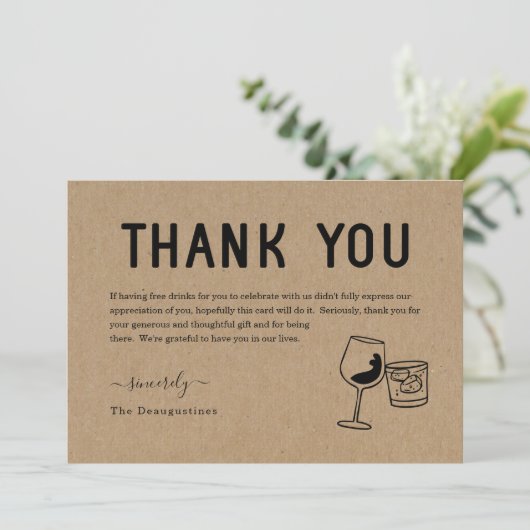 ユモアたっぷりの無料ドリンクお礼カード サンキューカード (スタンド正面)